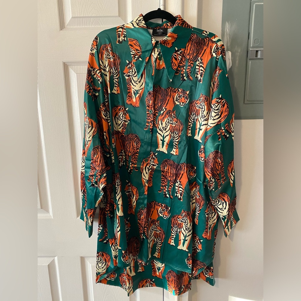 Dressed in LALA Green and Orange Tiger Print Set